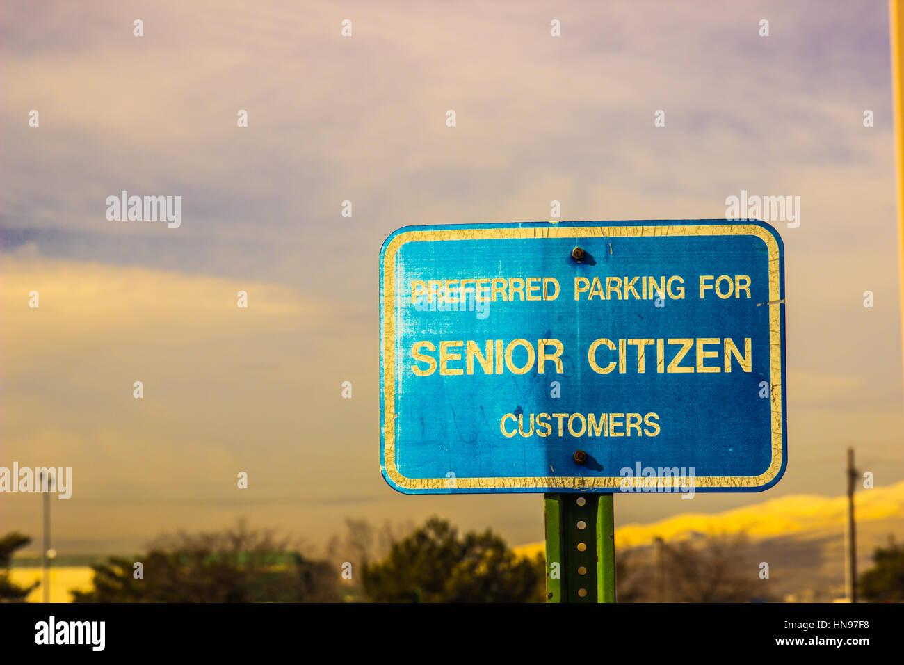 Senior Citizen Preferred Parking Sign Stock Photo