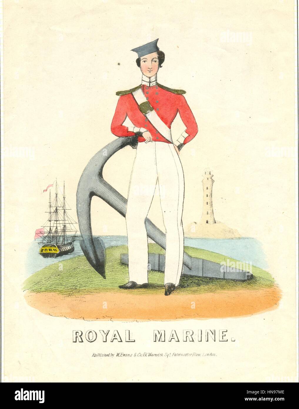 Pictorial writing paper of Royal Marine Stock Photo