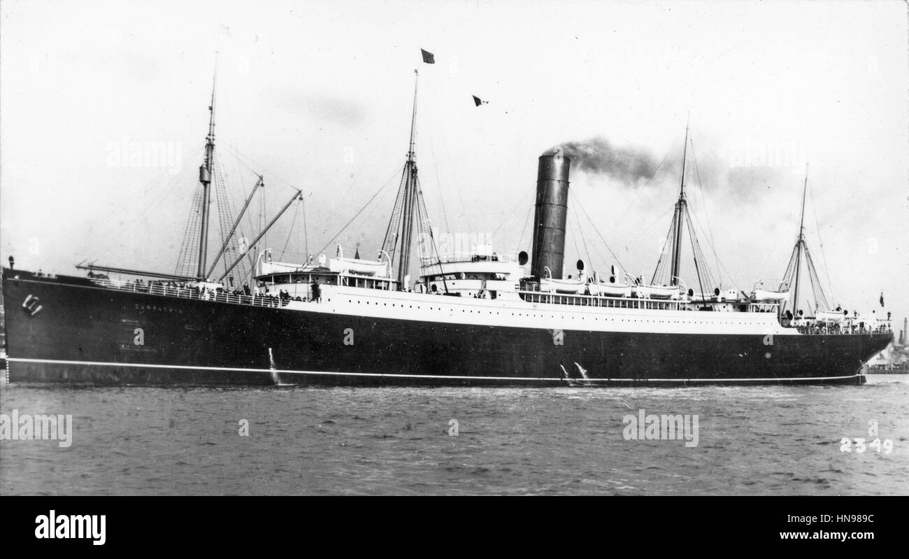 RMS CARPATHIA  Cunard Line transatlantic passenger ship 1903-1918 Stock Photo