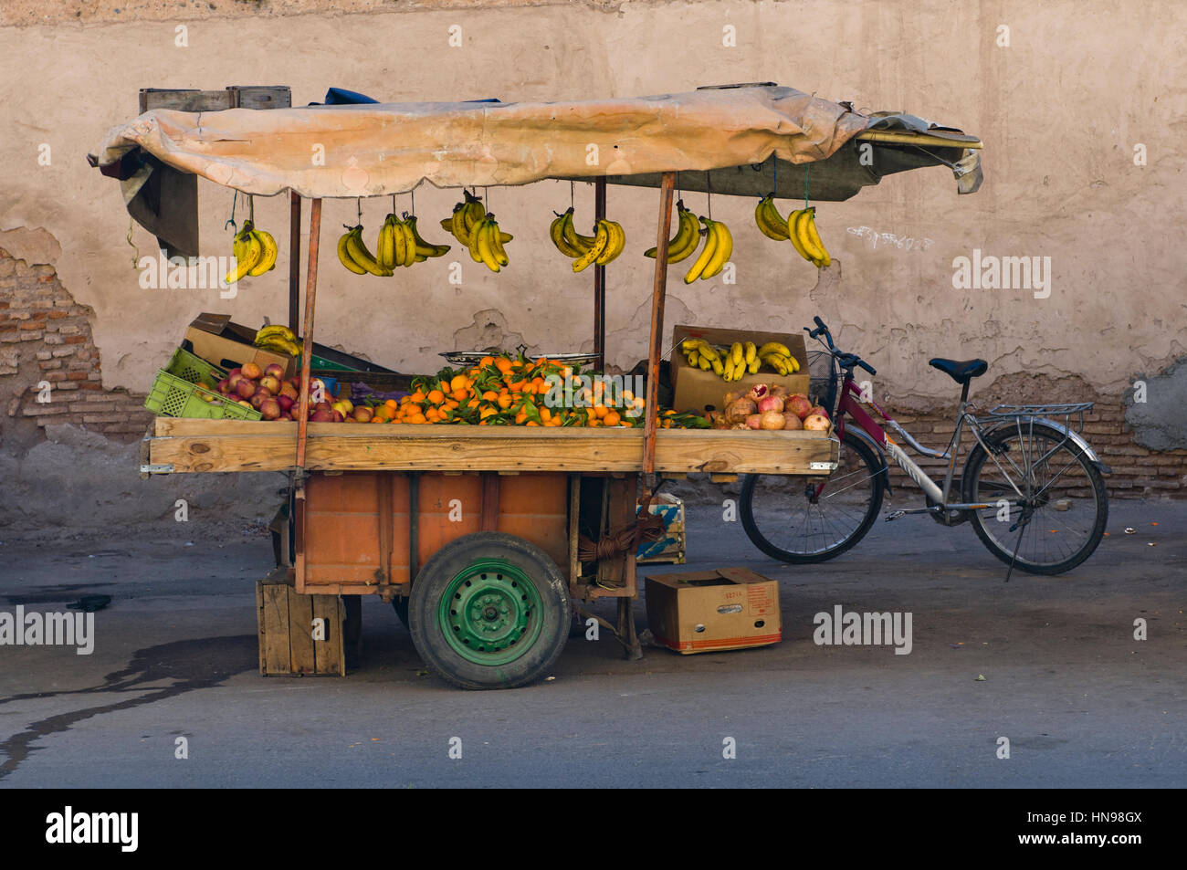 Mobile fresh fruit stand, Marrakesh morocco Stock Photo