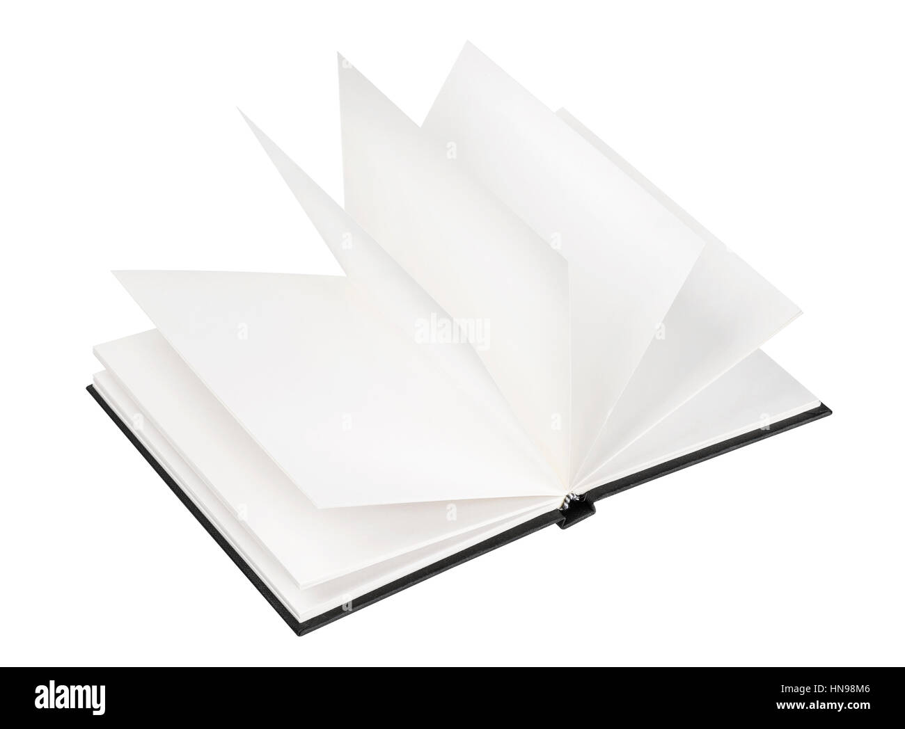 Open black book isolated on white background Stock Photo Alamy