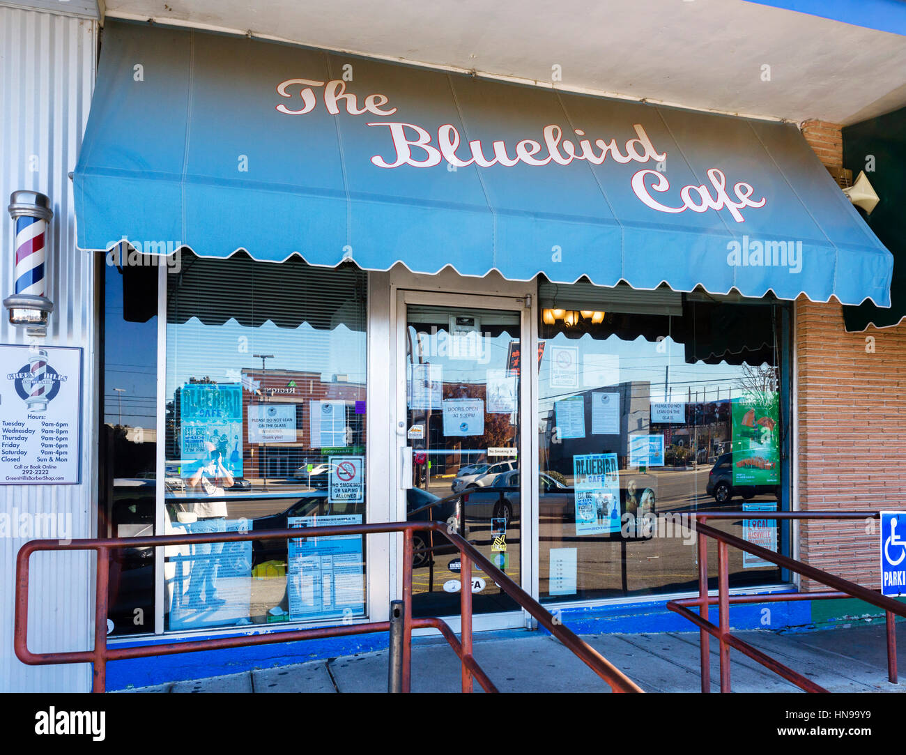 The Bluebird Cafe, Nashville,Tennessee, USA. The Bluebird Cafe is a renowned music venue on Hillsboro Pike on the outskirts of Nashshville. Stock Photo