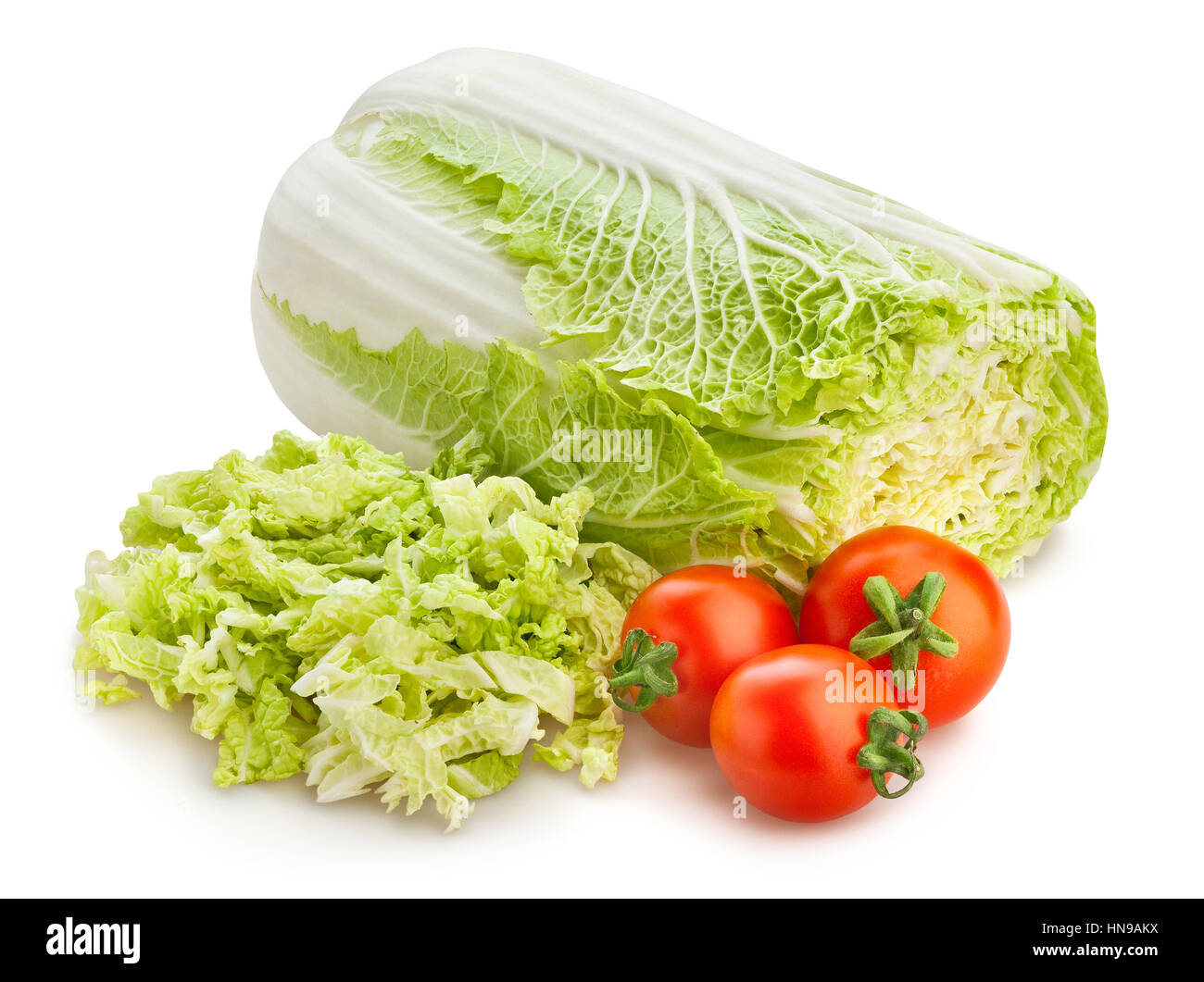 sliced chinese cabbage tomatoes isolated Stock Photo Alamy