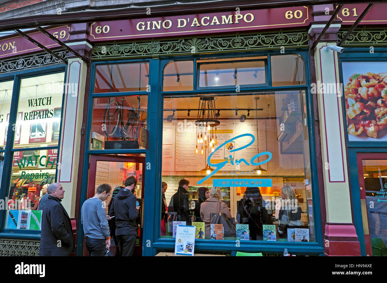 Customers queuing at Gino D'Acampo Italian Pasta Bar restaurant at