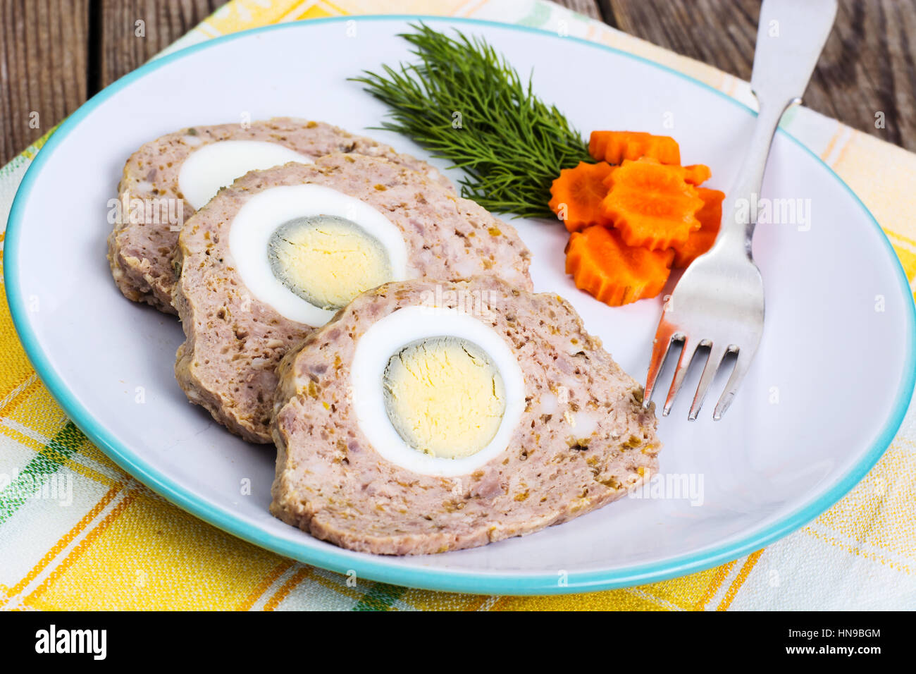 Meatloaf with boiled egg Stock Photo Alamy