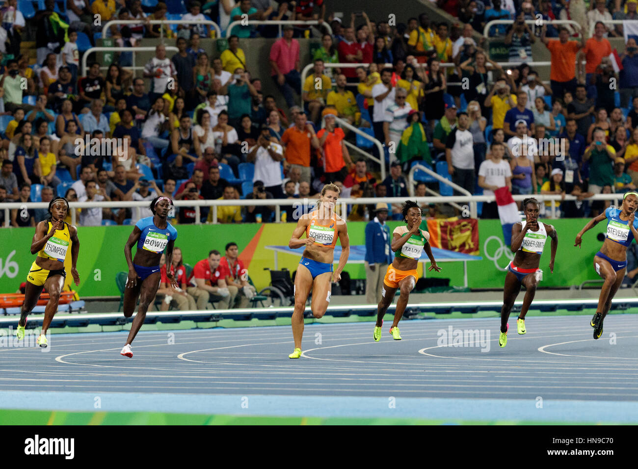 Rio de Janeiro, Brazil. 17 August 2016.  Athletics, Women's 200m finals at the 2016 Olympic Summer Games. ©Paul J. Sutton/PCN Photography. Stock Photo
