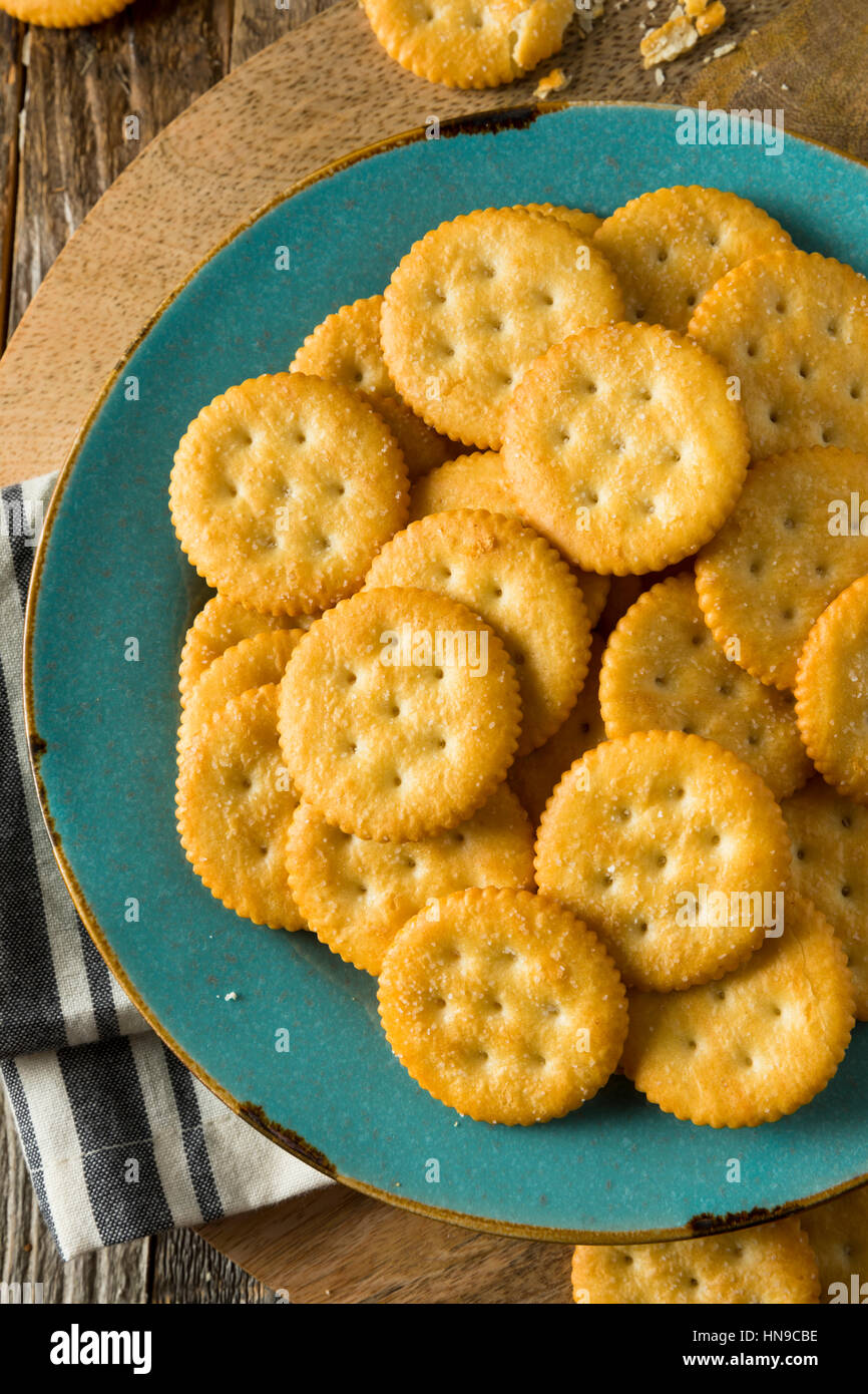 Round Salty Yellow Crackers Ready to Eat Stock Photo Alamy
