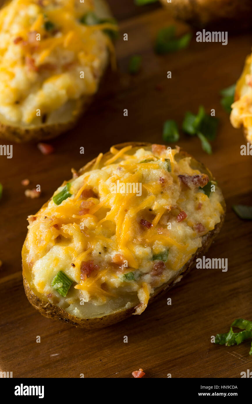 Homemade Twice Baked Potatoes with Bacon and Cheese Stock Photo - Alamy