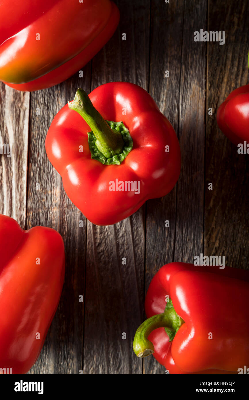 Raw Organic Red Bell Peppers Ready to Eat Stock Photo