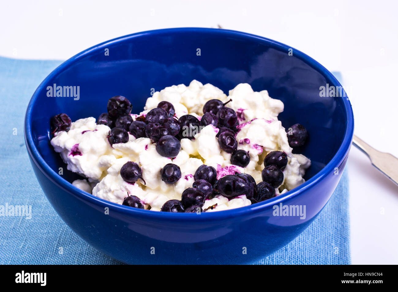 Healthy food cottage cheese with frozen blueberries Stock Photo Alamy