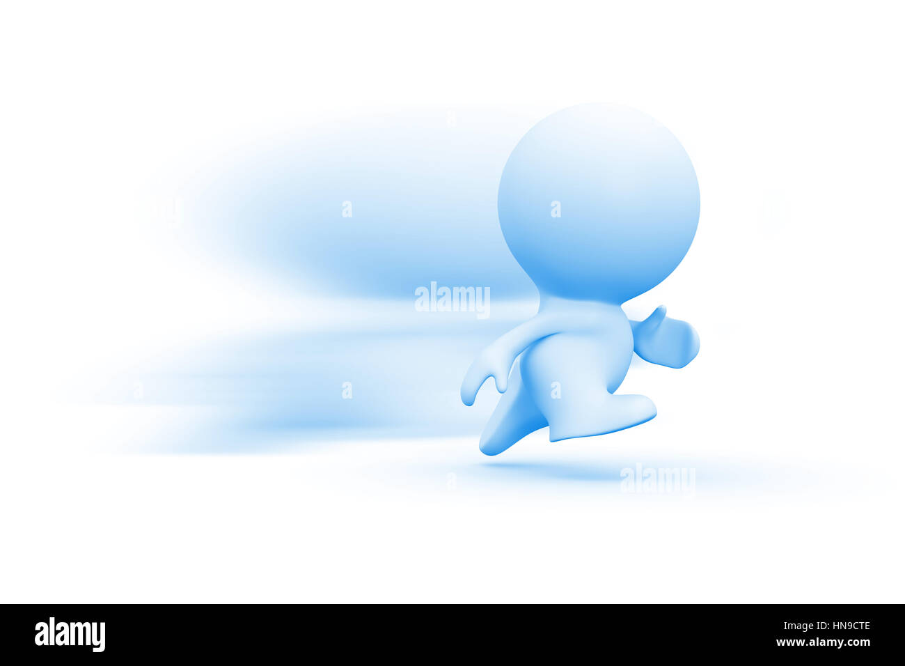running blue 3d human with motion blur Stock Photo