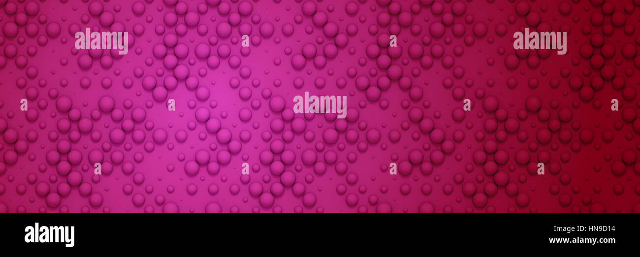 banner made of spheres in different sizes in shades of purple (3d illustration) Stock Photo