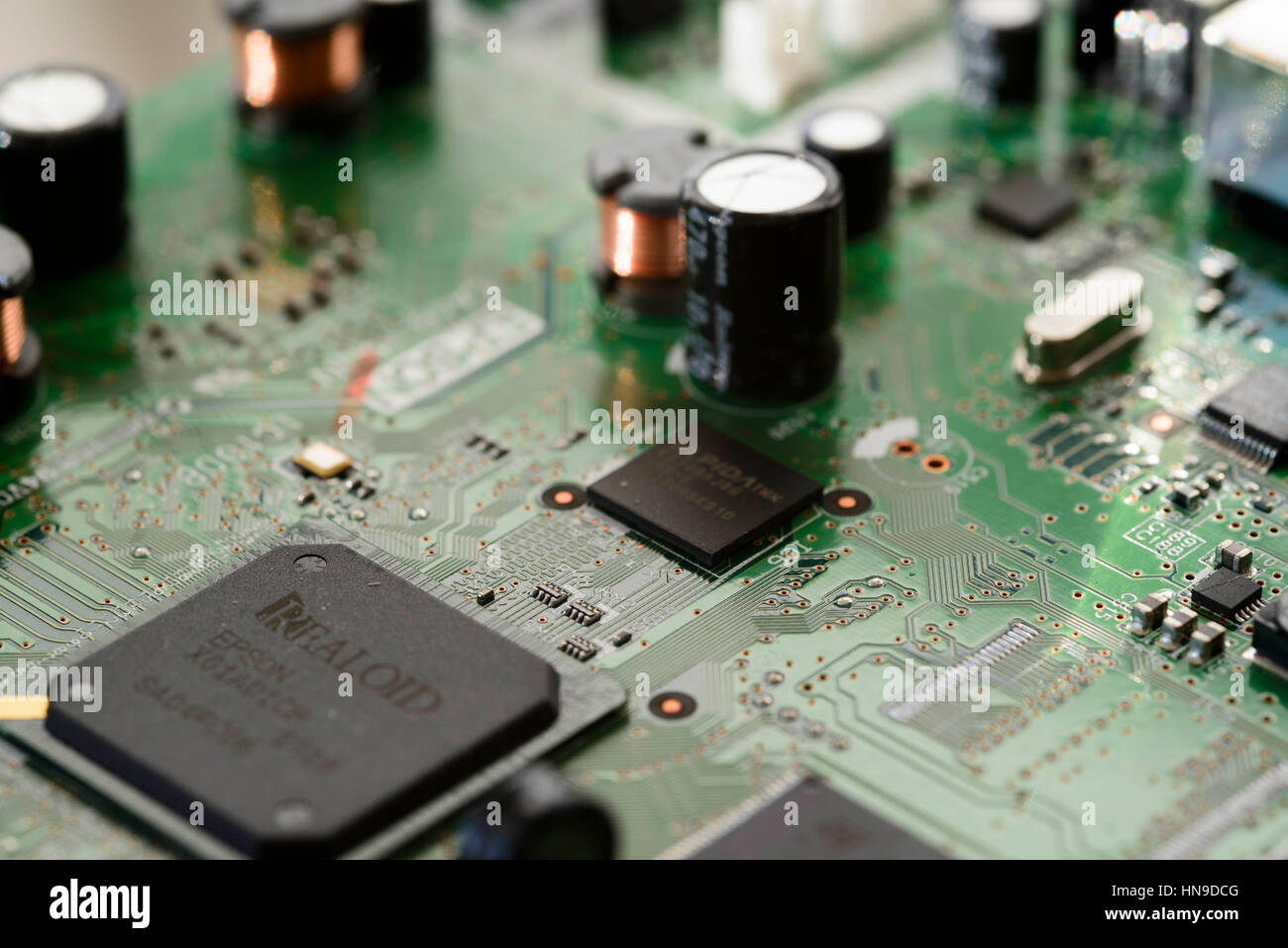 Close-up of electronic circit board Stock Photo