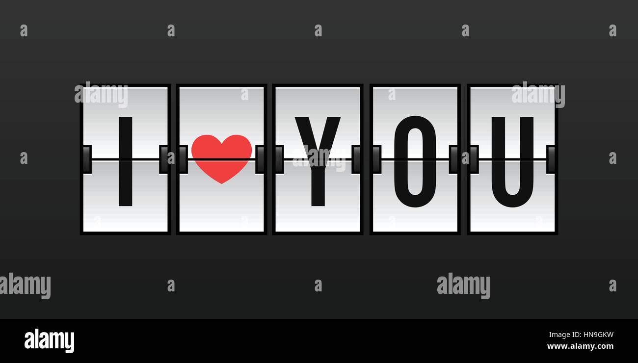 I Love You Vector Illustration - Airport Mechanical Flip Board Panel Concept Stock Vector