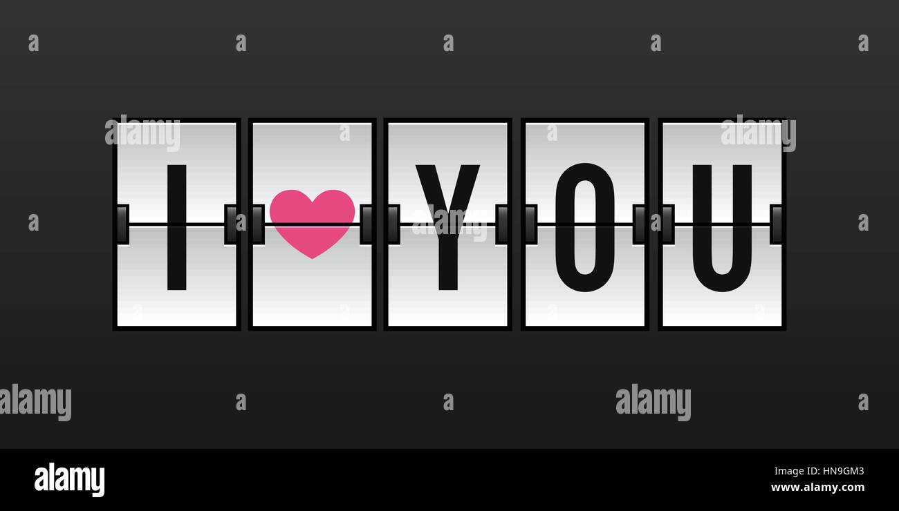 I Love You Vector Illustration - Airport Mechanical Flip Board Panel Concept Stock Vector