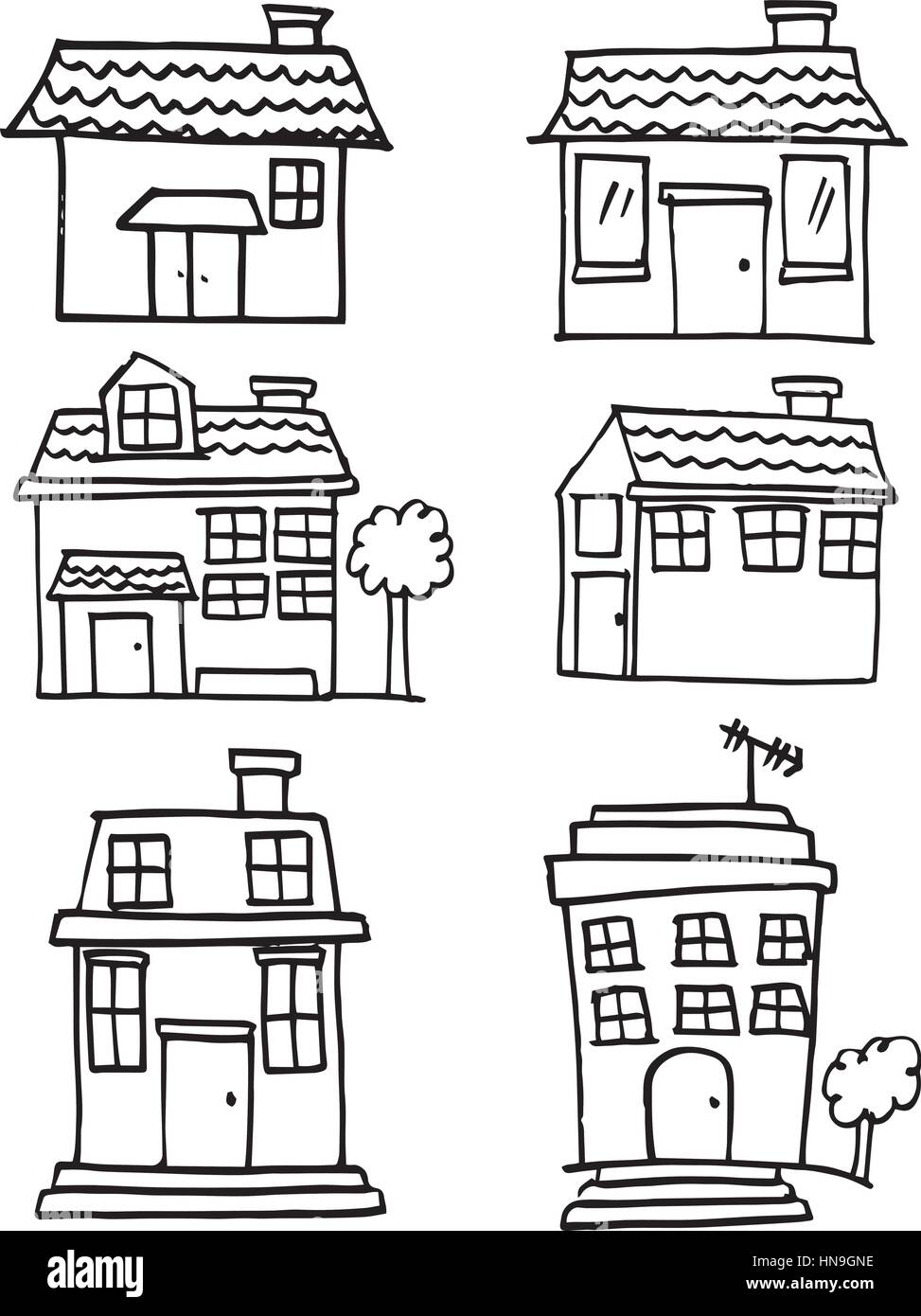 Collection of house set doodle vector illustration Stock Vector Image ...