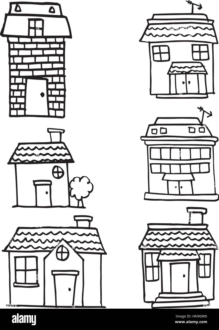 Doodle of house set various vector hand draw Stock Vector Image & Art ...