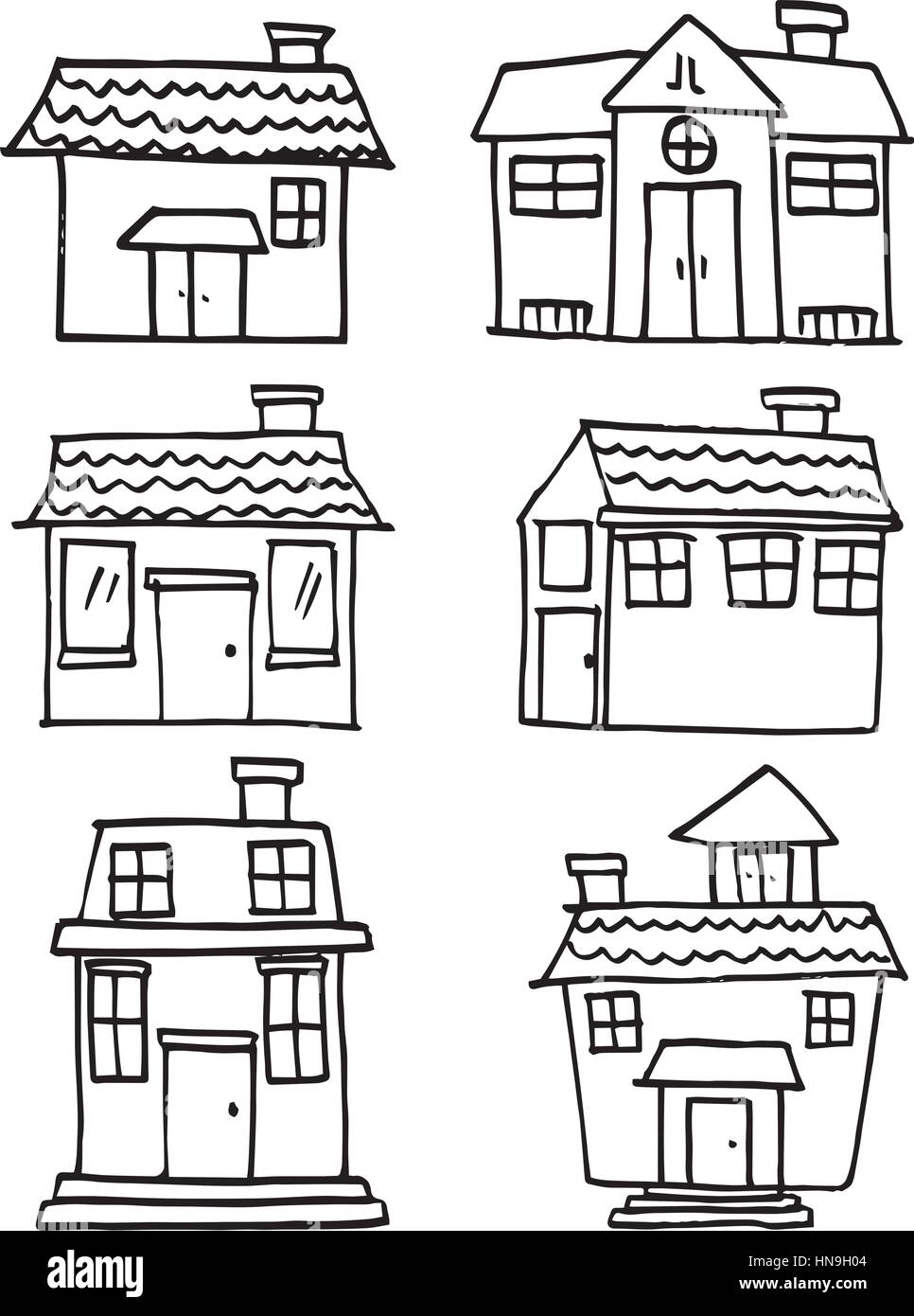 Vector art of house set doodles hand draw Stock Vector Image & Art - Alamy