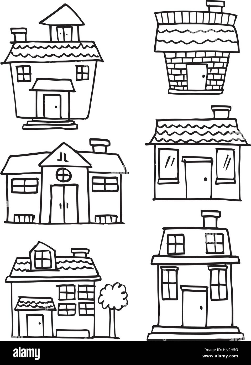 Illustration of house set collection hand draw Stock Vector Image & Art ...