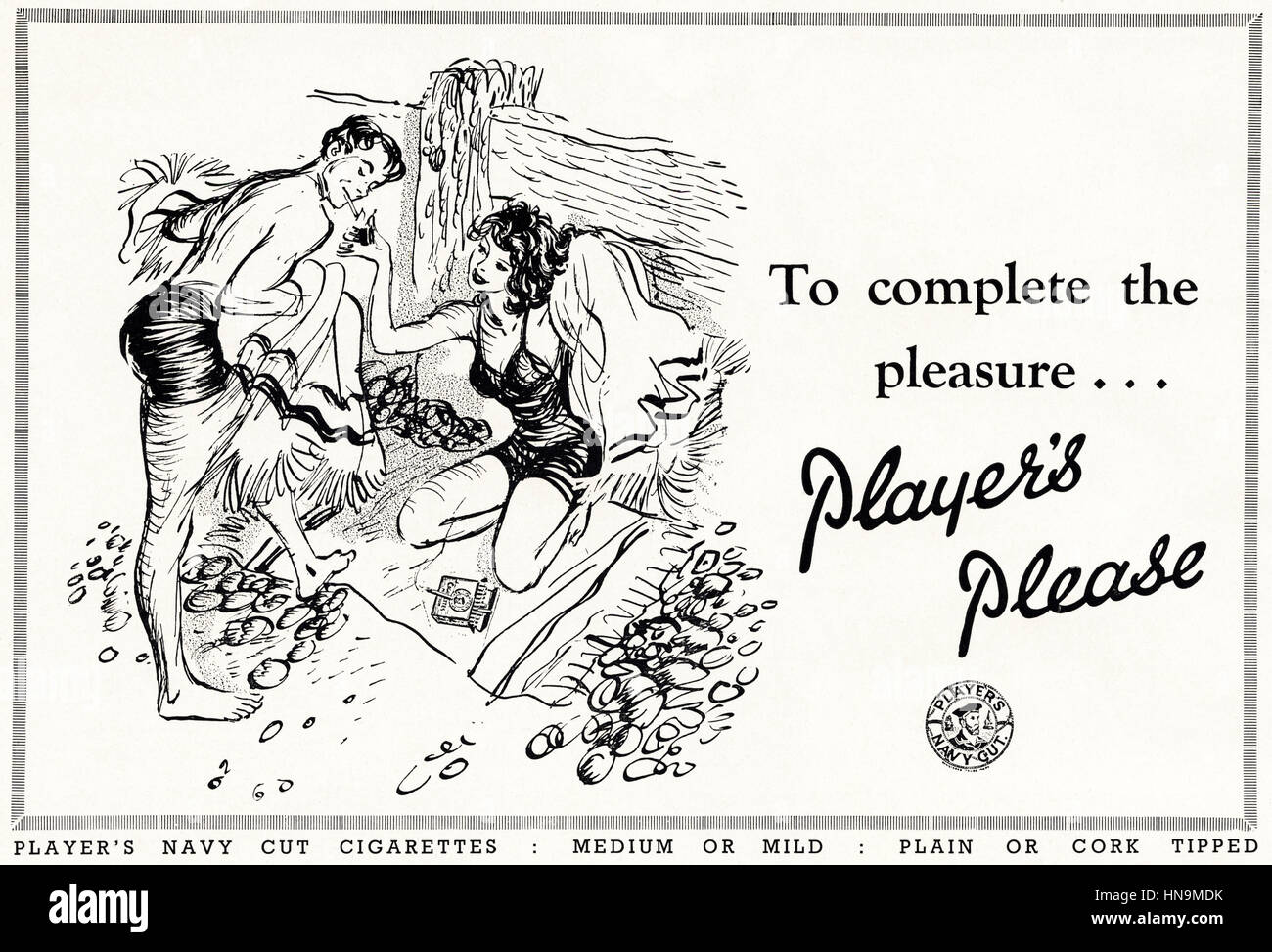 1950s advertising advert from original old vintage English magazine dated 1950 advertisement for Player's Navy Cut Cigarettes Stock Photo