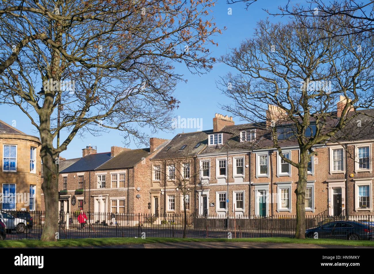 Period houses in Northumberland Square, North Shields, England, UK Stock Photo