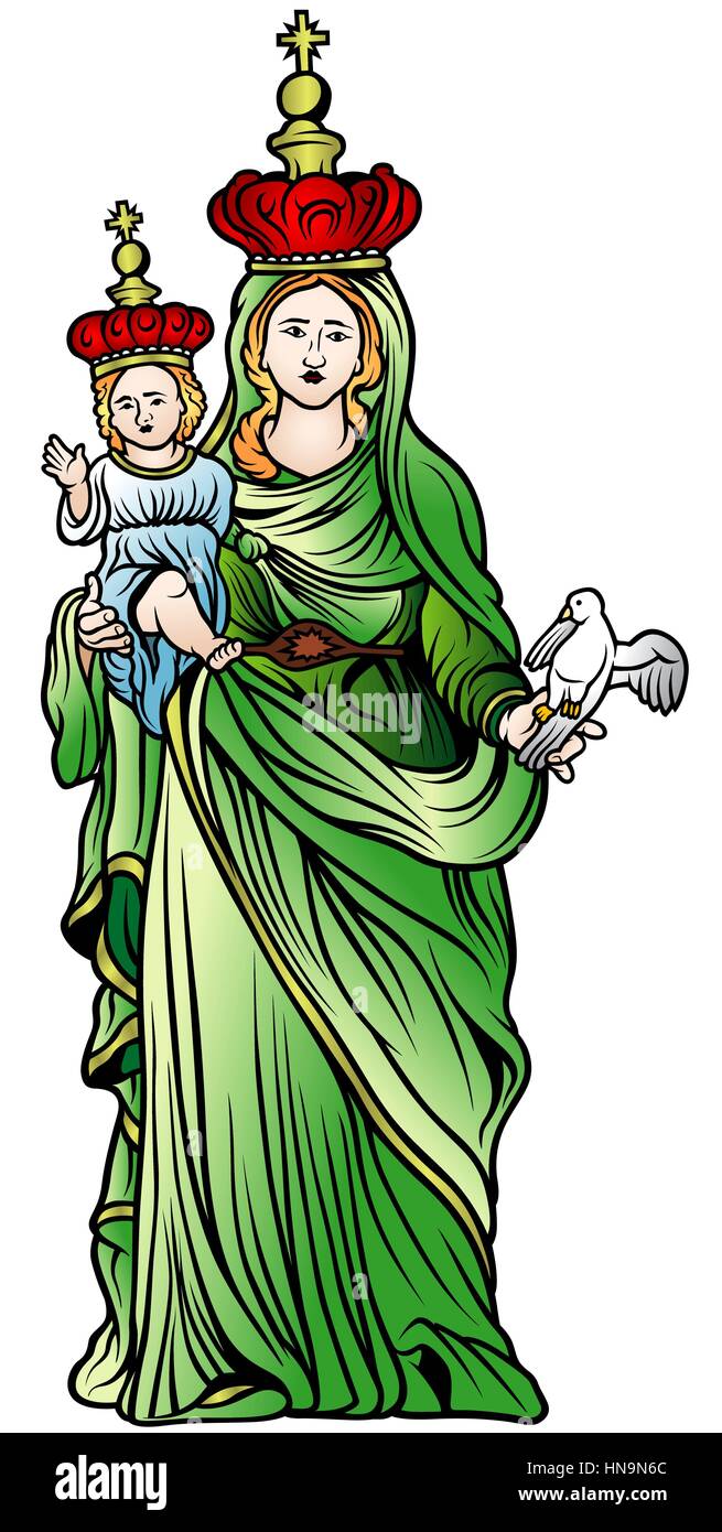 Virgin Mary in a Green Dress Stock Vector Image & Art - Alamy