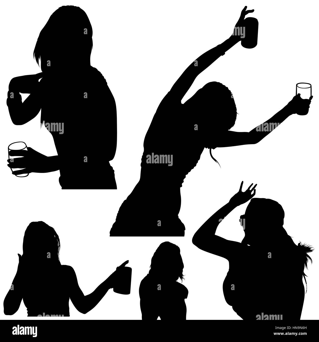 Girl Silhouette Set Stock Vector Image &amp; Art - Alamy