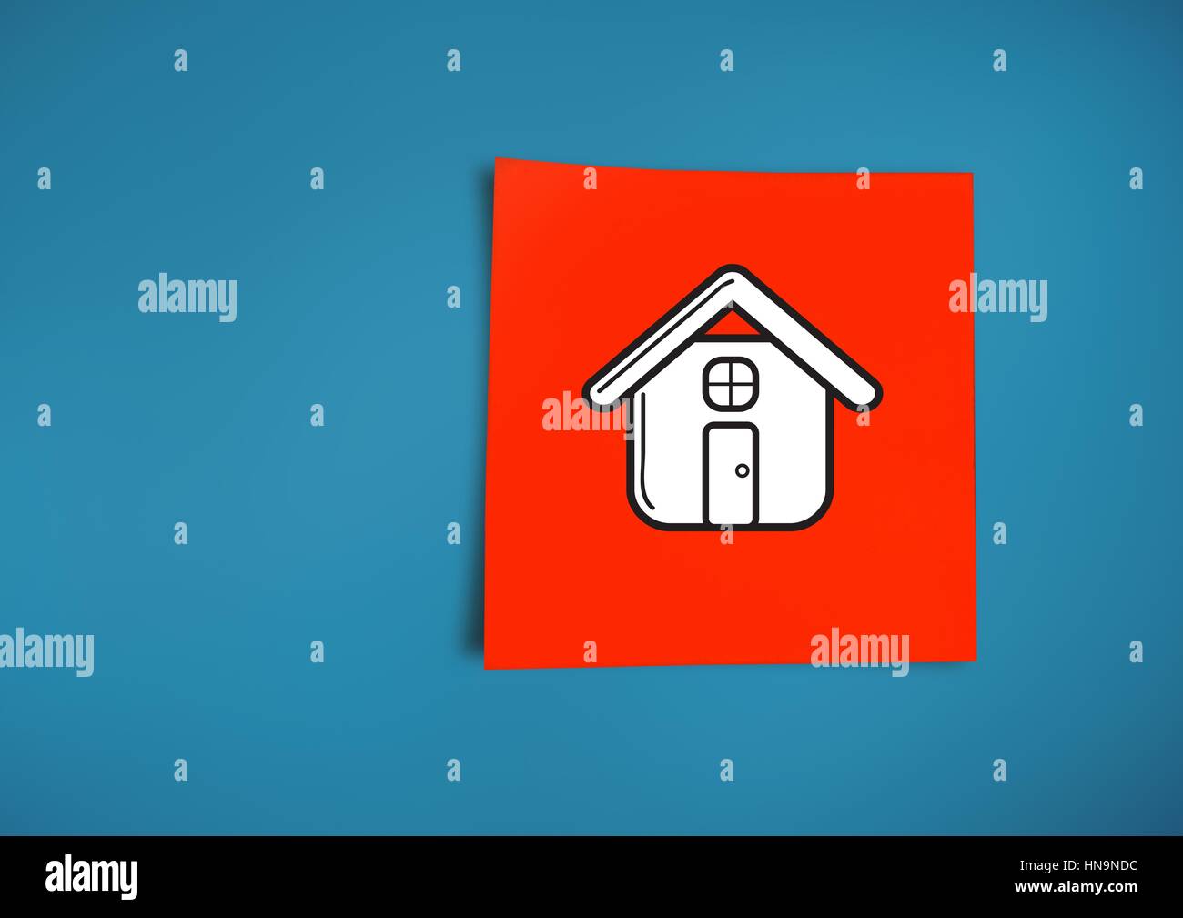 Digital composite of Sticky Note Home Icon Stock Photo - Alamy