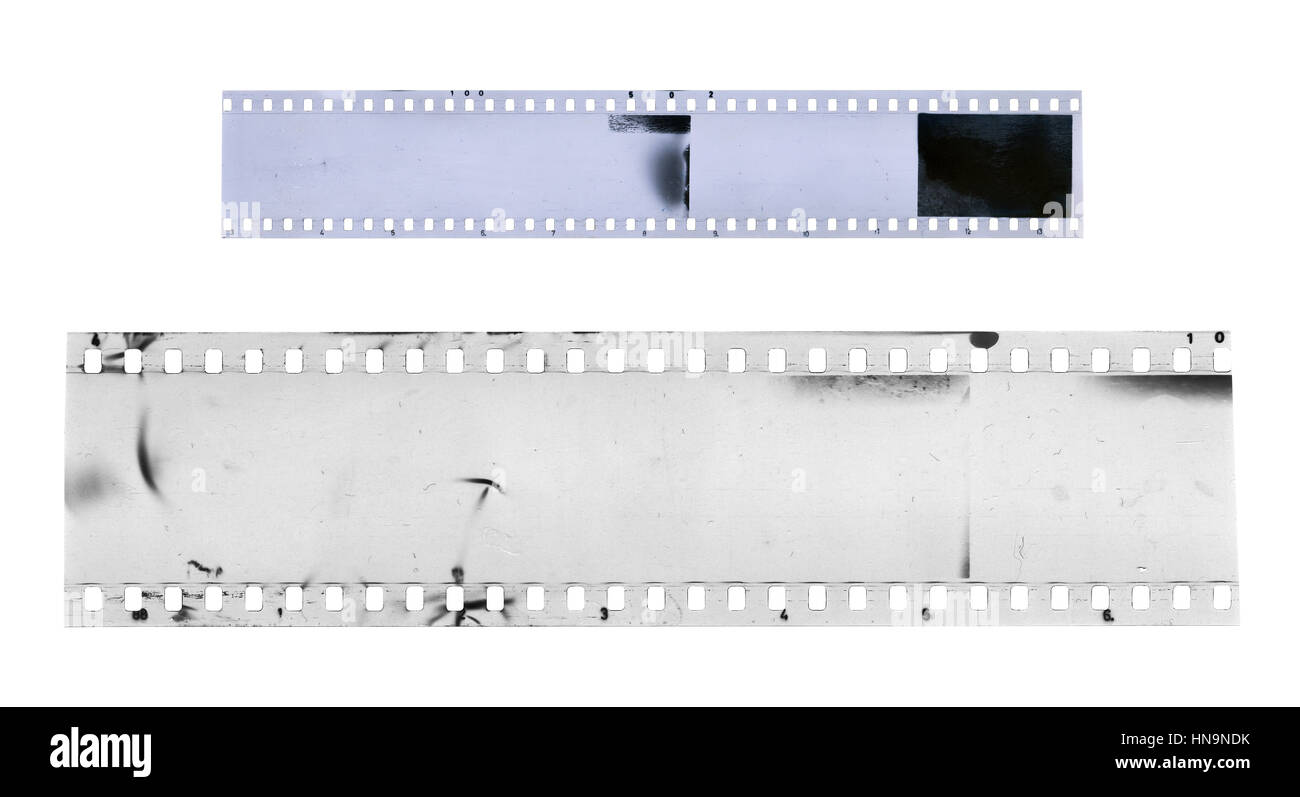 Strip of old celluloid film on white background Stock Photo