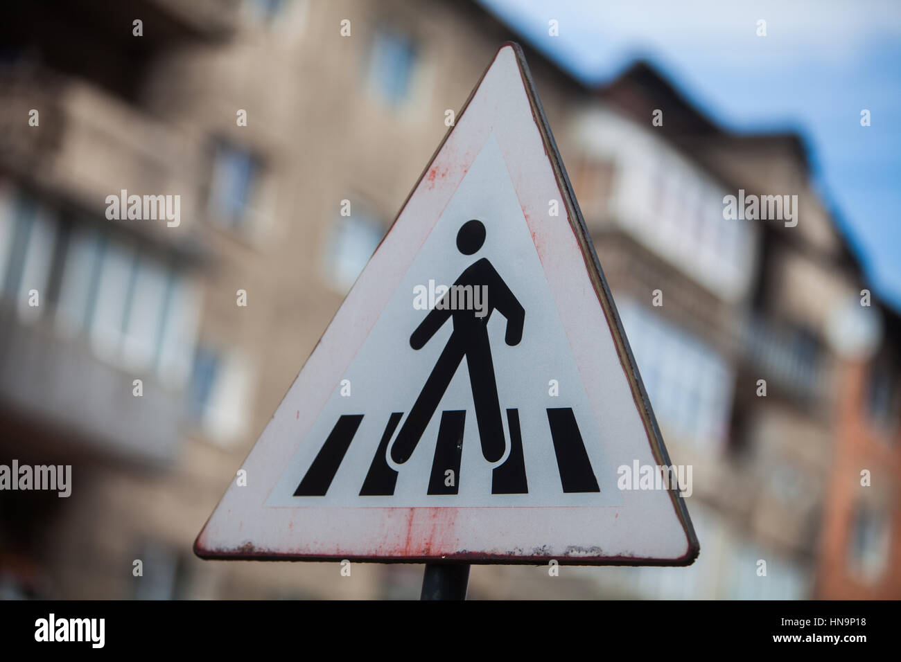 Pedestrian crossing sign red triangle hi-res stock photography and ...