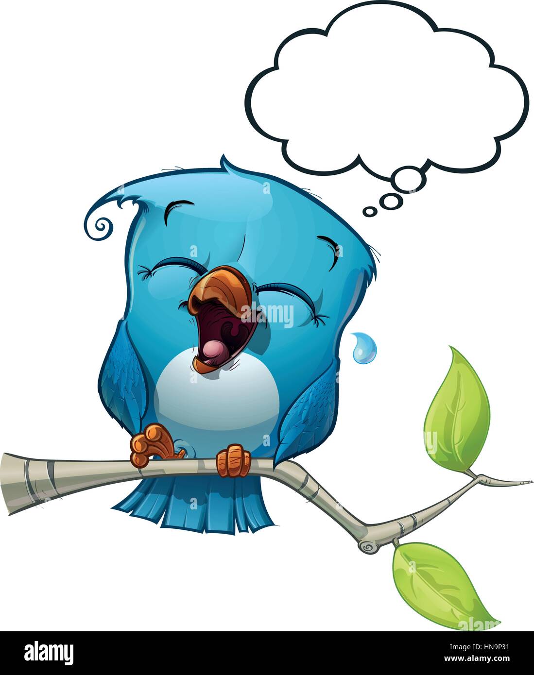 A blue bird communicates with style comments or opinions to the world! Stock Vector