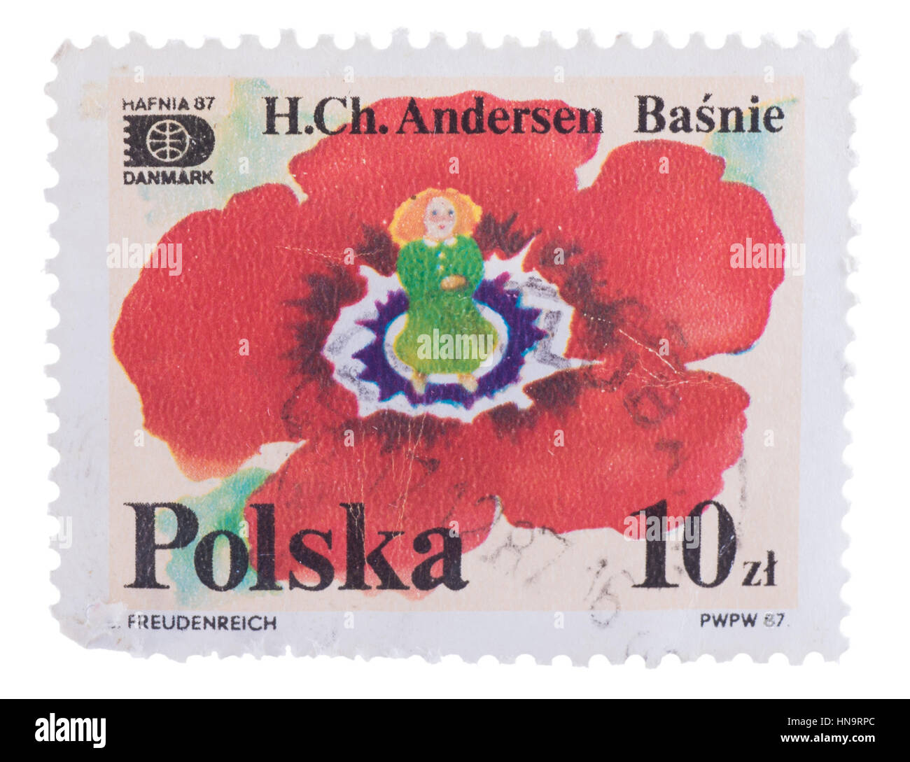 POLAND - CIRCA 1987: post stamp printed in Polska shows Stock Photo