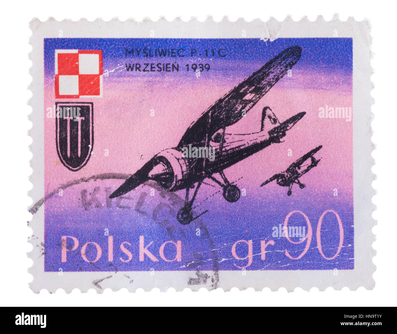 POLAND - CIRCA 1971: A stamp printed in  shows the Airplan Stock Photo