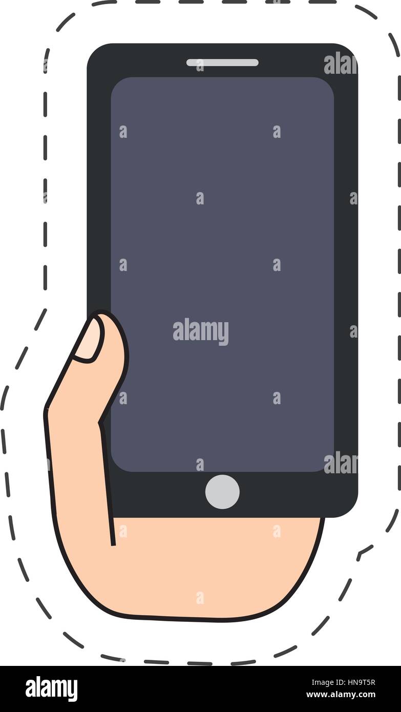 hand holding smartphone icon-cut line Stock Vector Image & Art - Alamy
