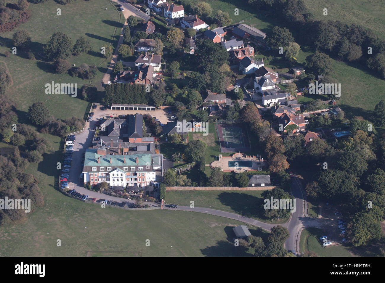 Aerial view of Balmer Lawn Hotel Brockenhurst New Forest Hampshire Stock Photo