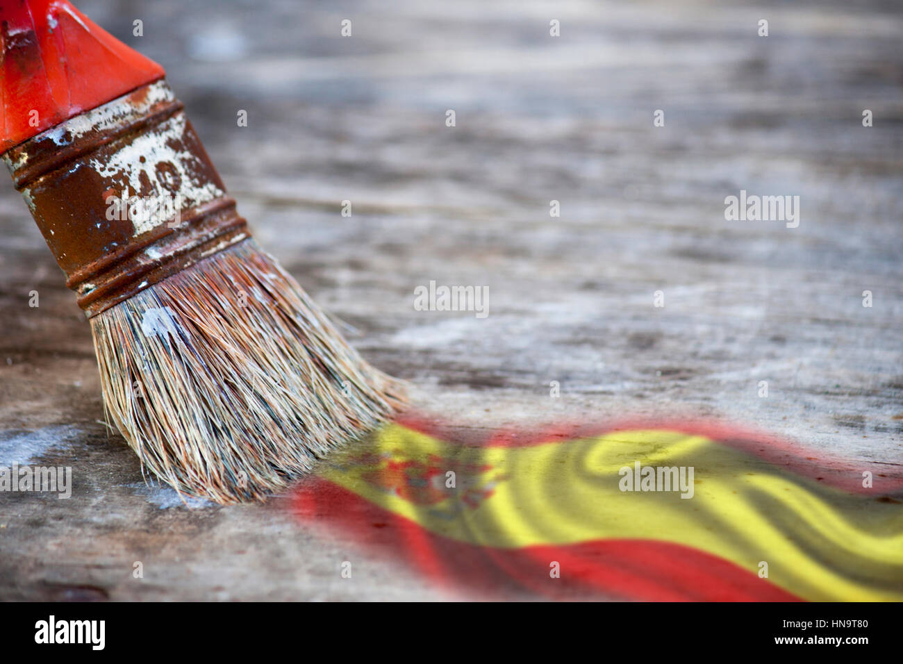Paintbrush with spanish flag Stock Photo Alamy