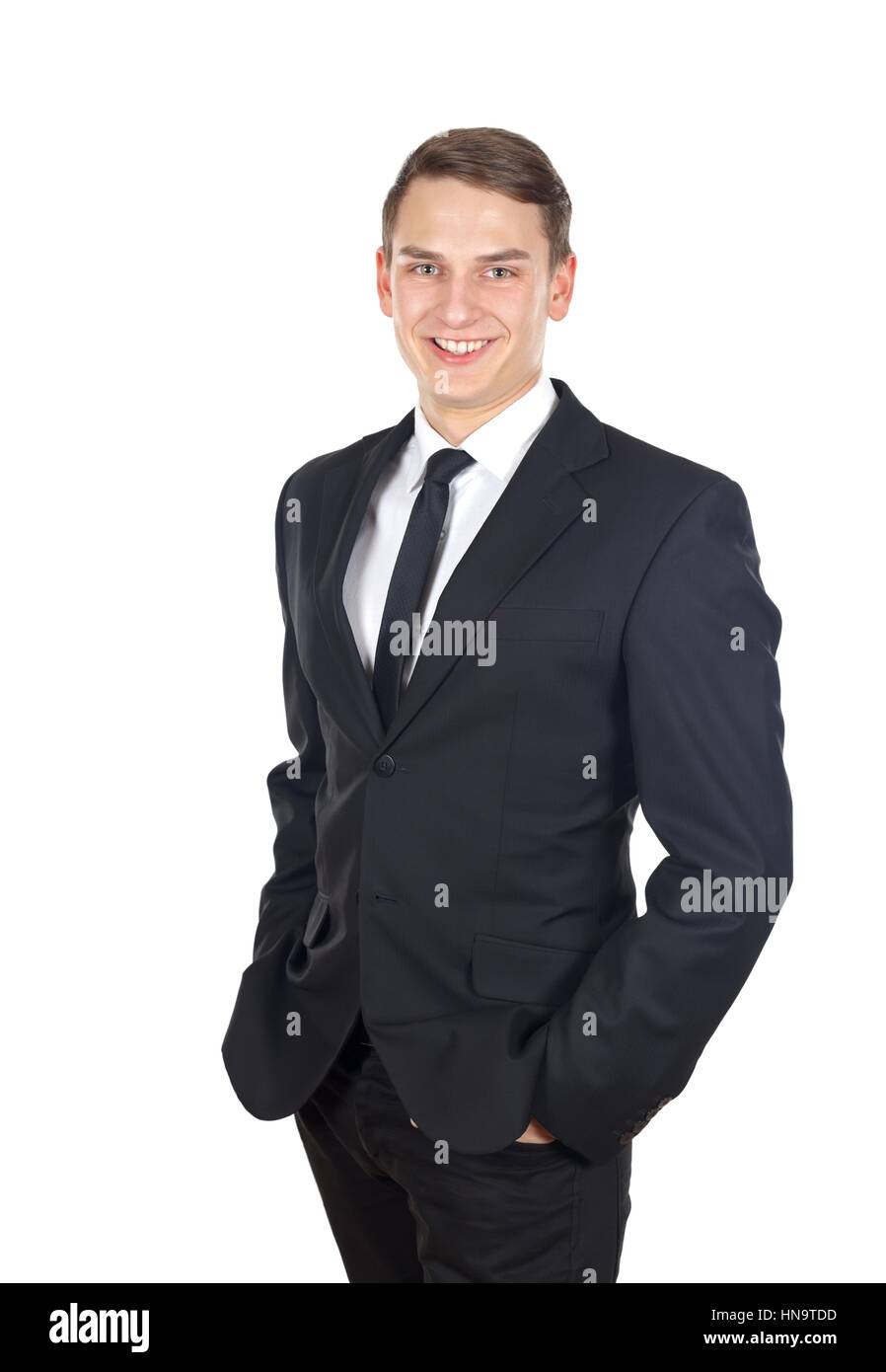 Portrait of a succsessful businessman on isolated background Stock Photo