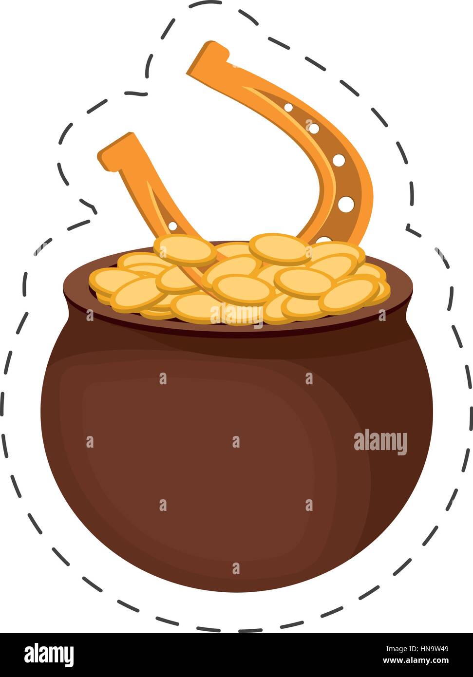 saint patrick day golden horseshoe cauldron gold Stock Vector Image ...