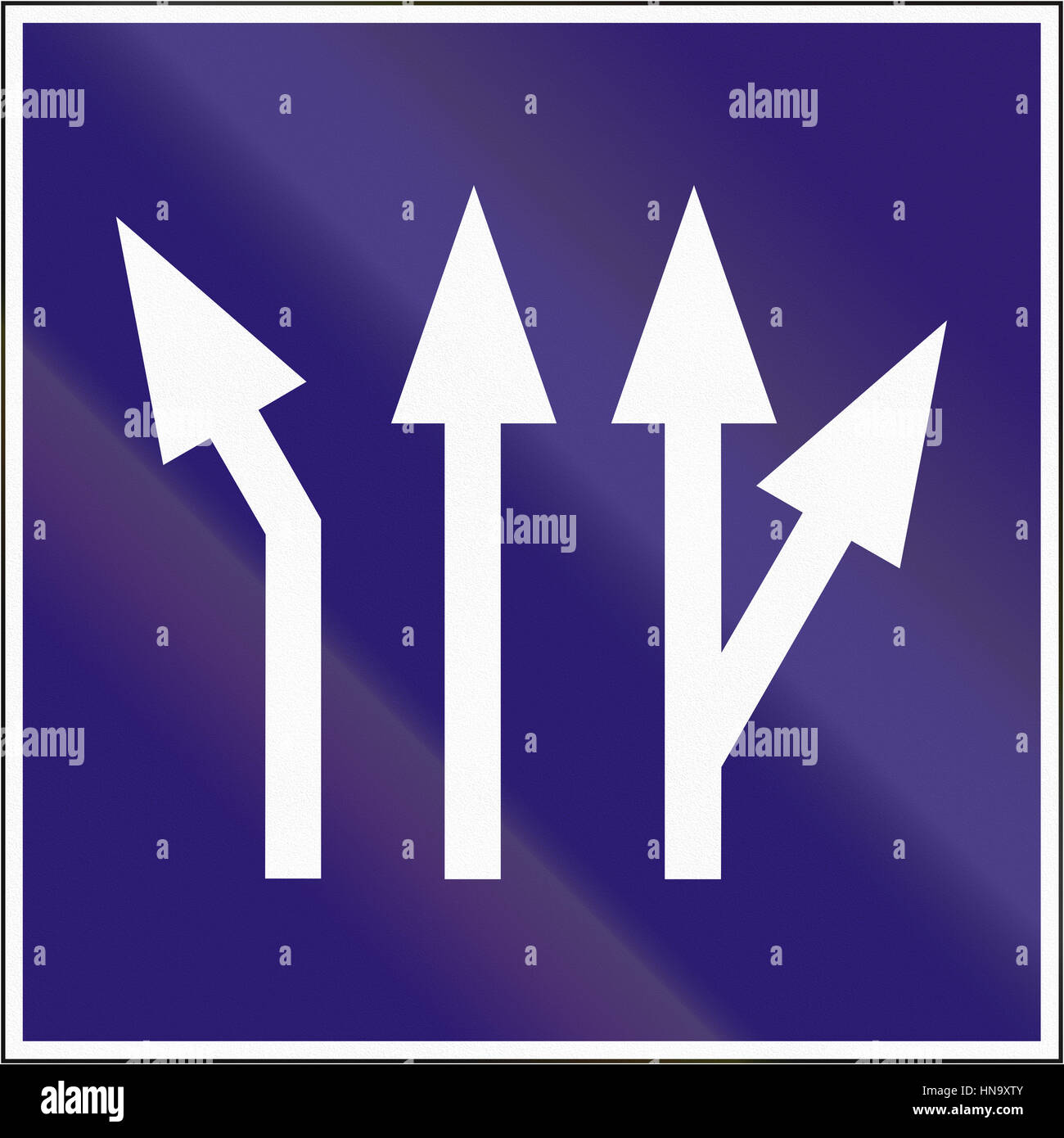 Hungarian road sign - Allowed directions on lanes Stock Photo - Alamy