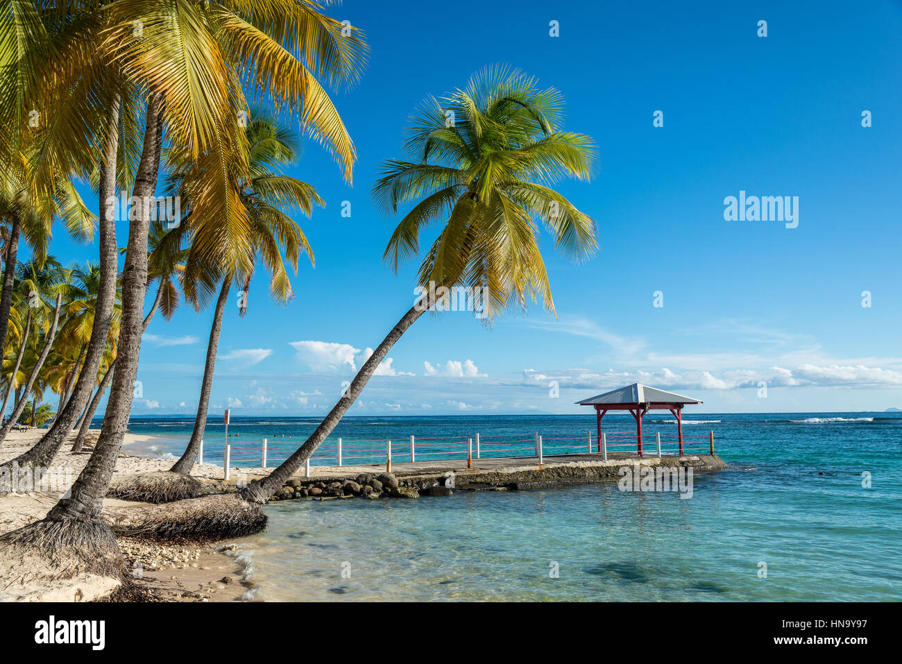 beach of Plage de la Caravelle in Guadeloupe Stock Photo