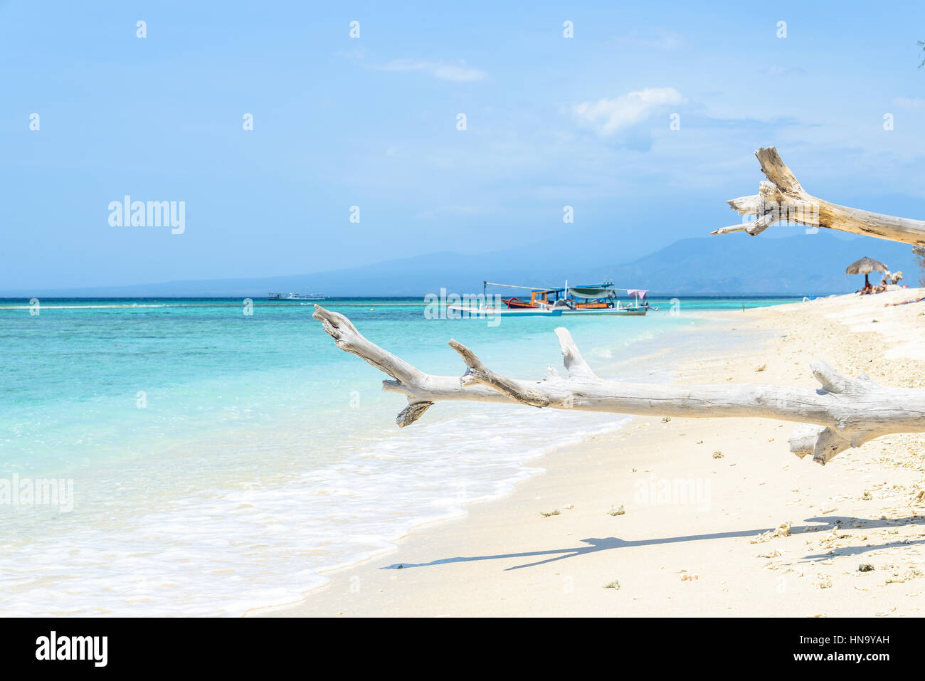 Beach of Gili Meno with crystal clear turquoise water, Lombok, Indonesia Stock Photo