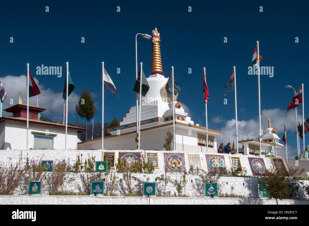 War memorial in the form of a Buddhist stupa at Tawang, NE India, honouring Indian troops who fell in the 1962 border conflict with China Stock Photo