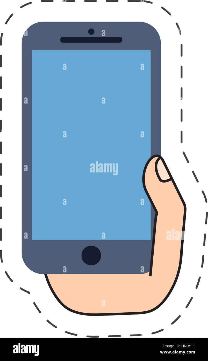 hand holding smartphone icon-cut line vector illustration eps 10 Stock ...