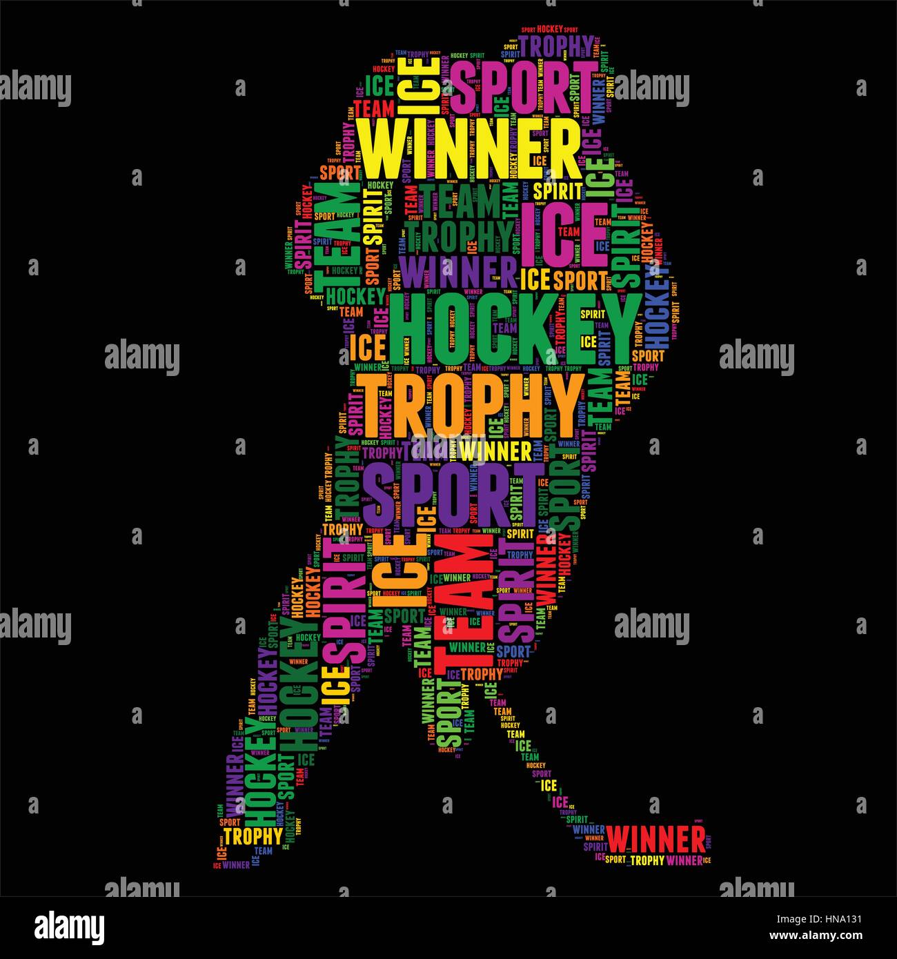 hockey Typography word cloud colorful Vector illustration Stock Vector