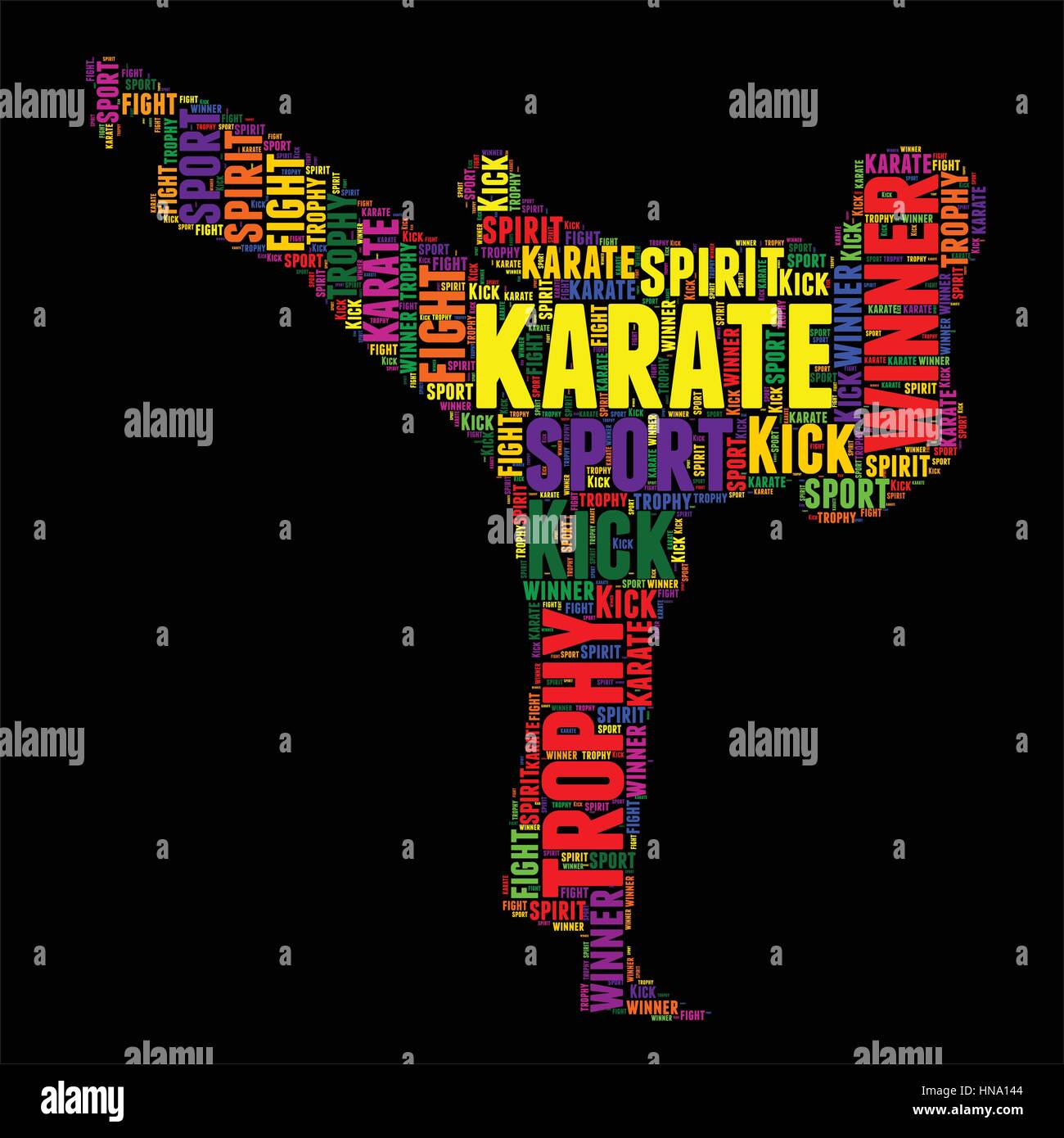 karate Typography word cloud colorful Vector illustration Stock Vector