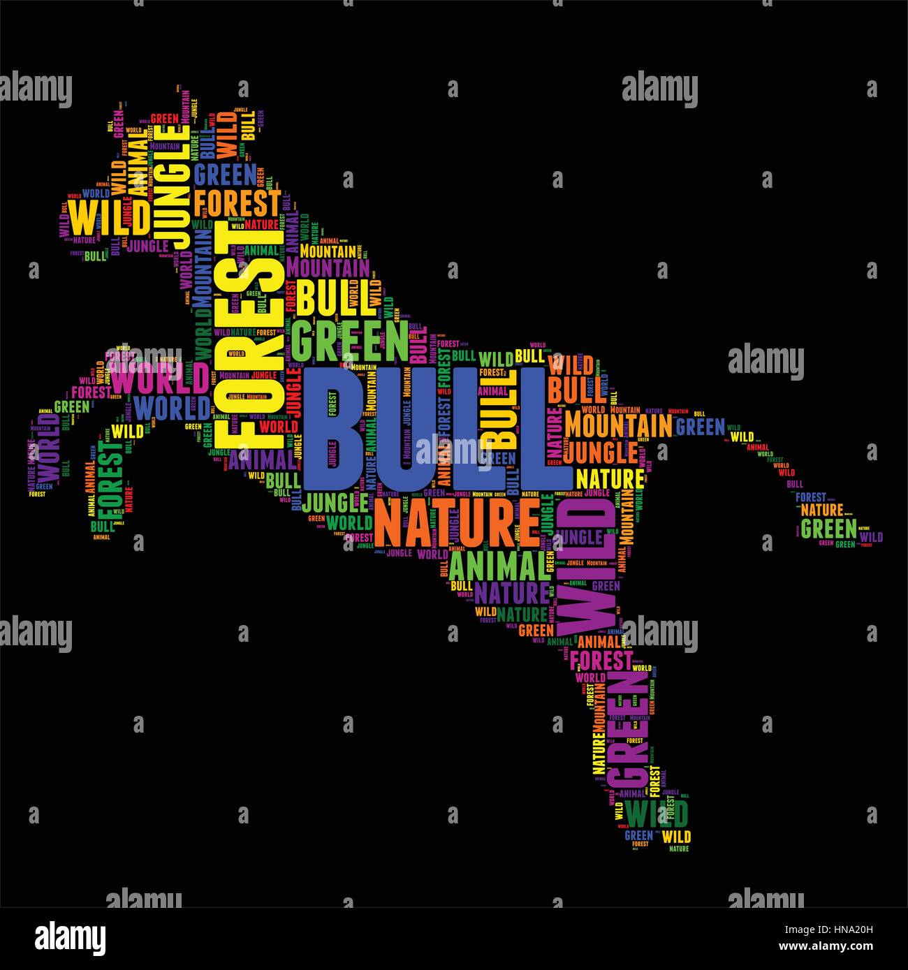bull Typography word cloud colorful Vector illustration Stock Vector ...