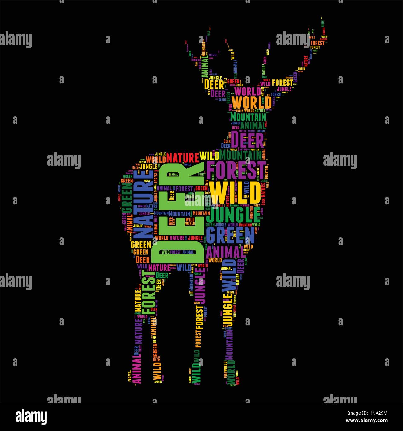Deer Typography word cloud colorful Vector illustration Stock Vector
