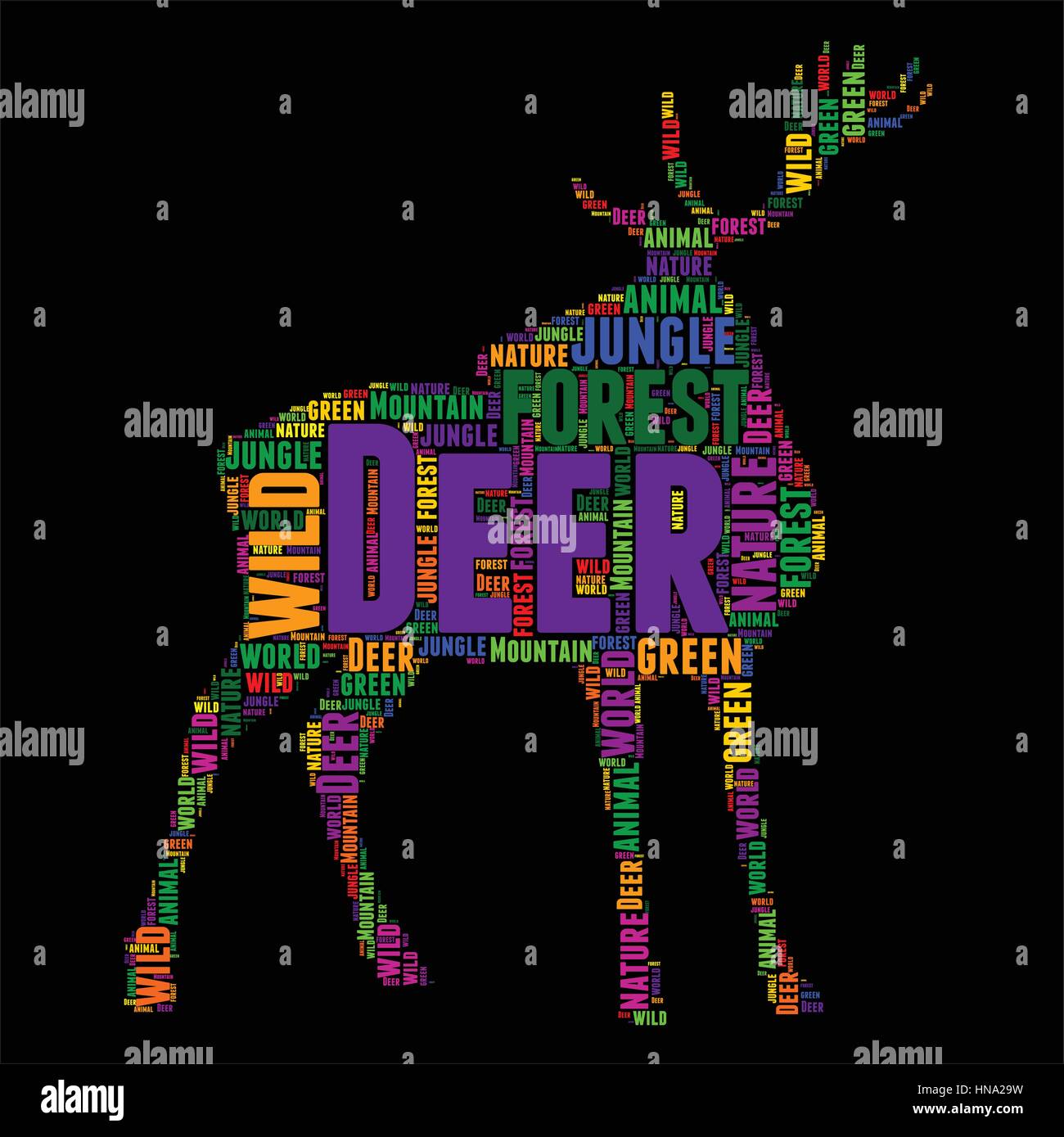 Deer Typography word cloud colorful Vector illustration Stock Vector ...