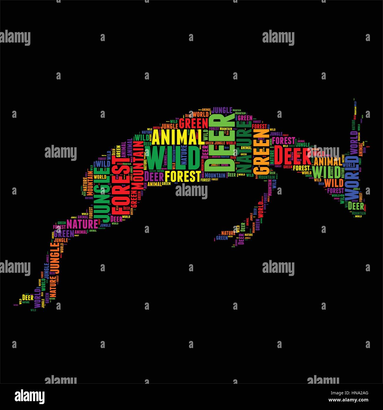 Deer Typography word cloud colorful Vector illustration Stock Vector ...