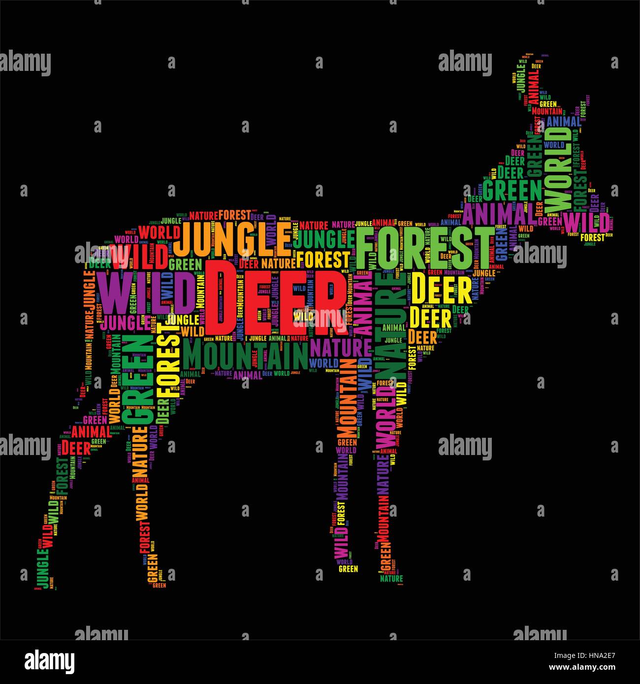 Deer Typography word cloud colorful Vector illustration Stock Vector